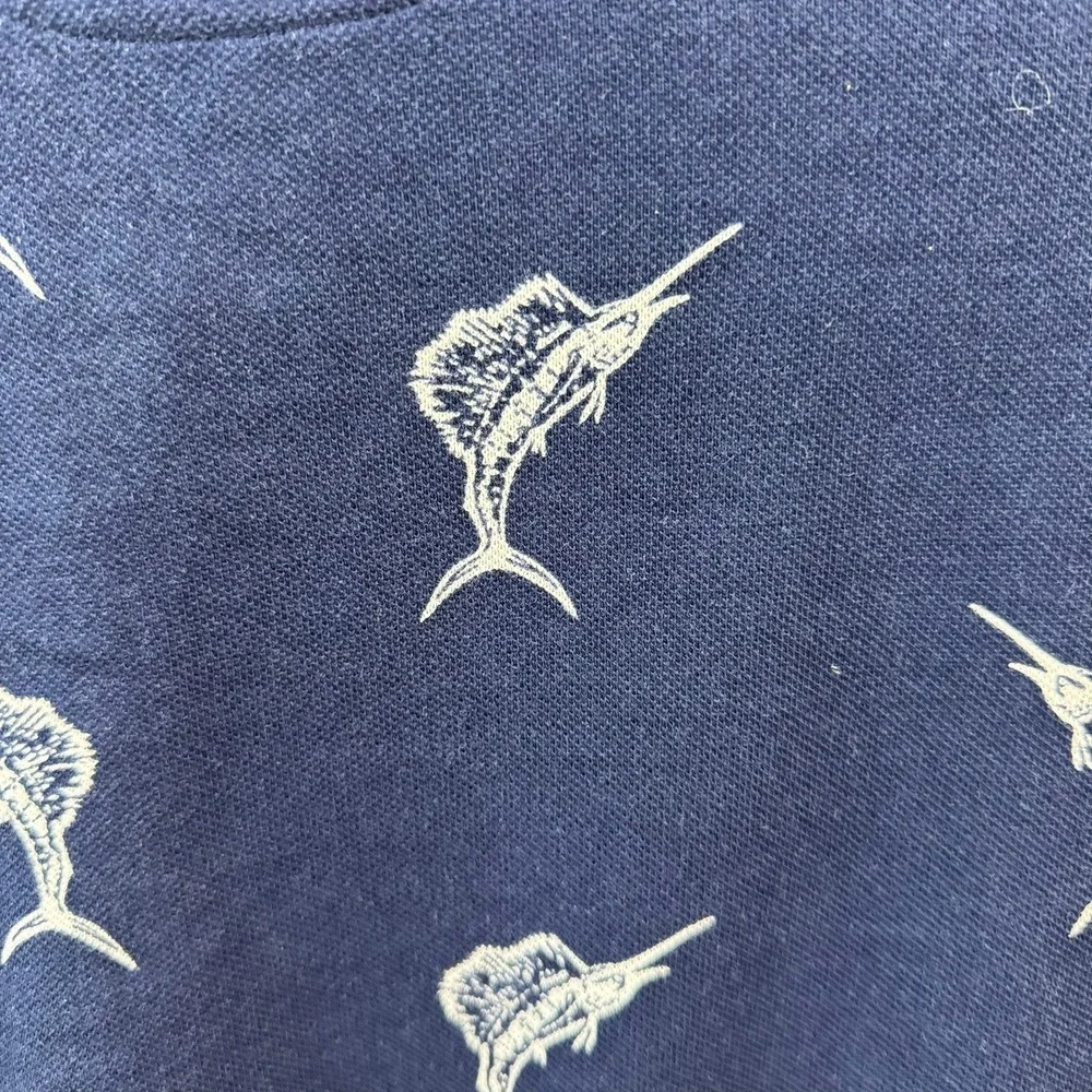 Polo Ralph Lauren Marlin Fish Print Polo Shirt Mens XXL Navy Blue Classic Fit